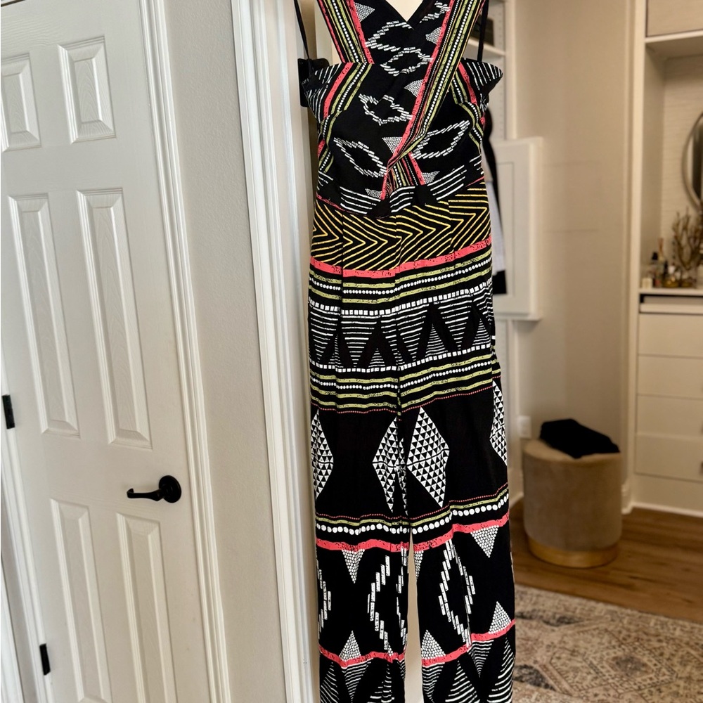 Elevenses Black and Pink Geometric Maxi Dress